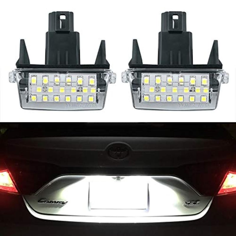Gempro 2Pcs LED License Plate Light Lamp Assemly for Toyota Camry Yaris Highlander Prius C Avalon, Powered by 18SMD Xenon White LED Lights - Image 1